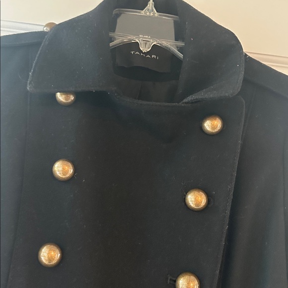Tahari black wool double breasted peacoat 4 - Picture 5 of 7